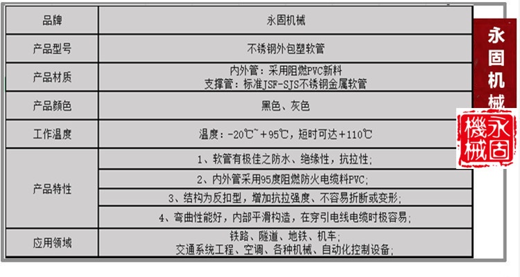 不銹鋼包塑金屬軟管產品介紹